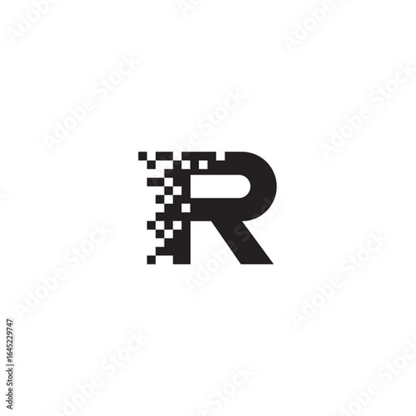 Fototapeta Pixelated Letter R logo or icon design