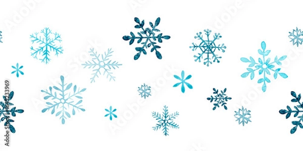Fototapeta Seamless Snowflake Border – Winter Watercolor Trim