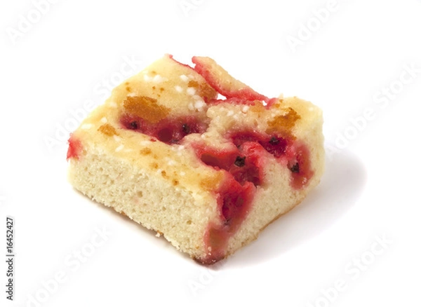 Fototapeta Delicious cake with cowberry isolated on white background.