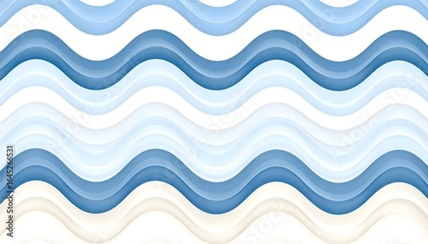 Fototapeta Soothing Rhythmic Waves of Layered Blue and White Abstract Forms