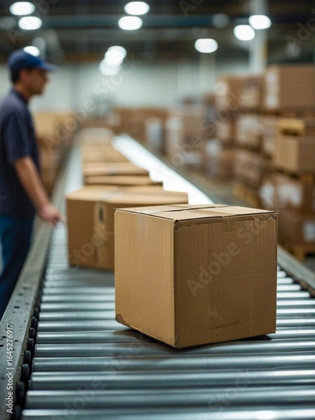 Obraz 倉庫内にて、出荷前のダンボール