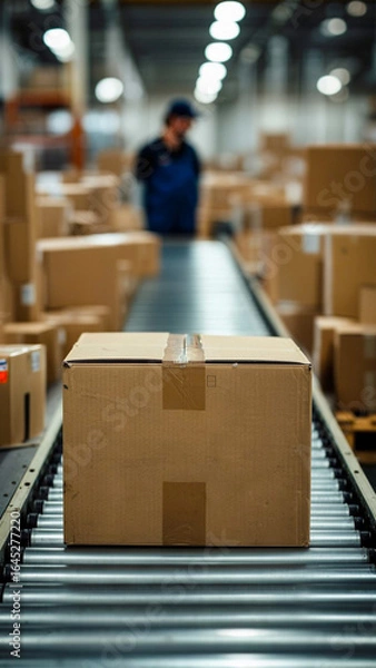 Obraz 倉庫内にて、出荷前のダンボール