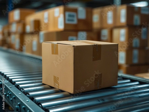 Obraz 倉庫内にて、出荷前のダンボール