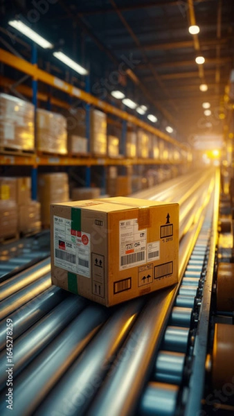 Obraz 倉庫内にて、出荷前のダンボール