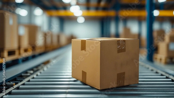 Obraz 倉庫内にて、出荷前のダンボール