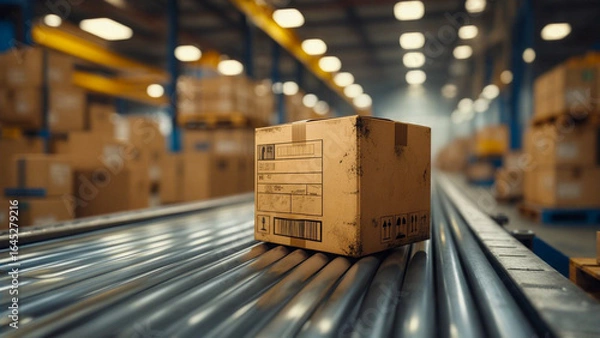 Obraz 倉庫内にて、出荷前のダンボール