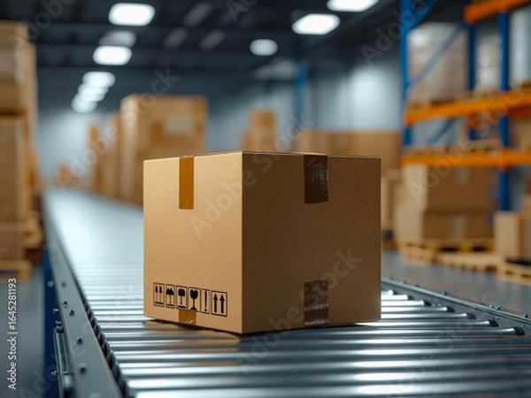 Obraz 倉庫内にて、出荷前のダンボール