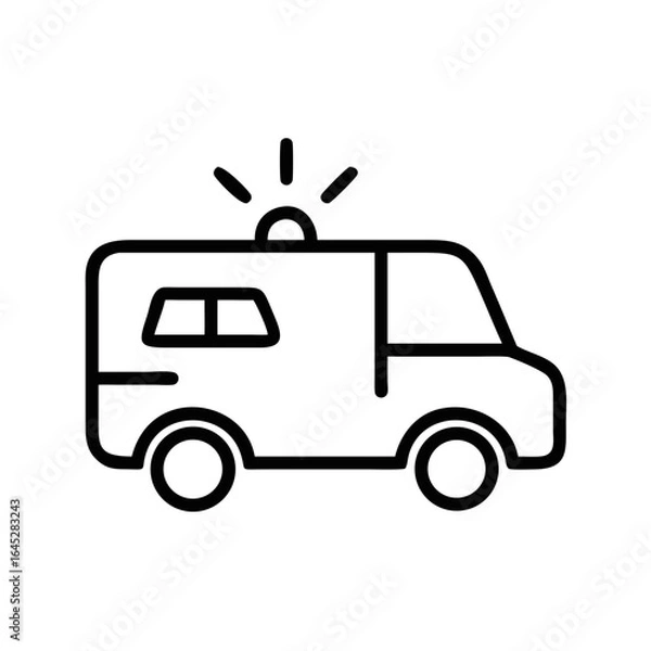 Fototapeta Ambulance with flashing lights vector icon  