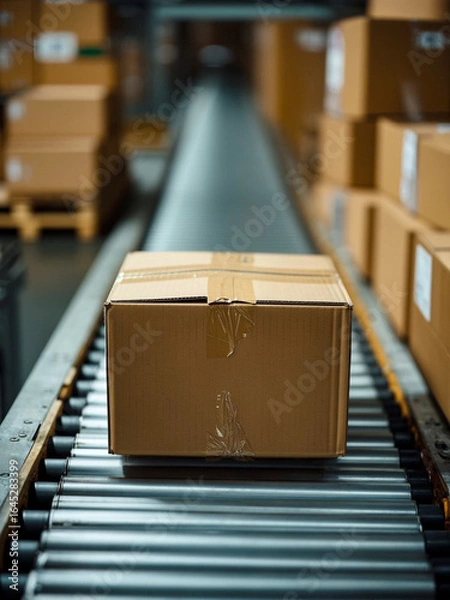 Obraz 倉庫内にて、出荷前のダンボール