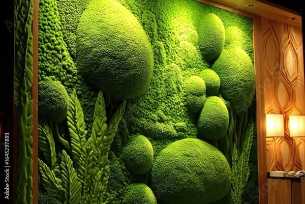 Fototapeta Moss wall art with sculpted forms