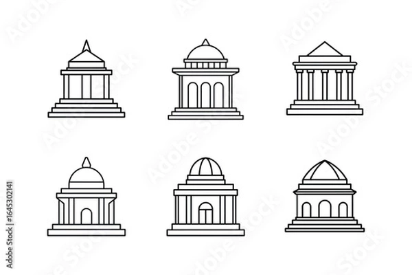 Fototapeta mausoleum at halicarnassus icon line art vector illustration