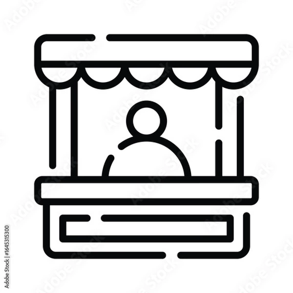 Fototapeta A linear icon depicting ticket kiosk booth