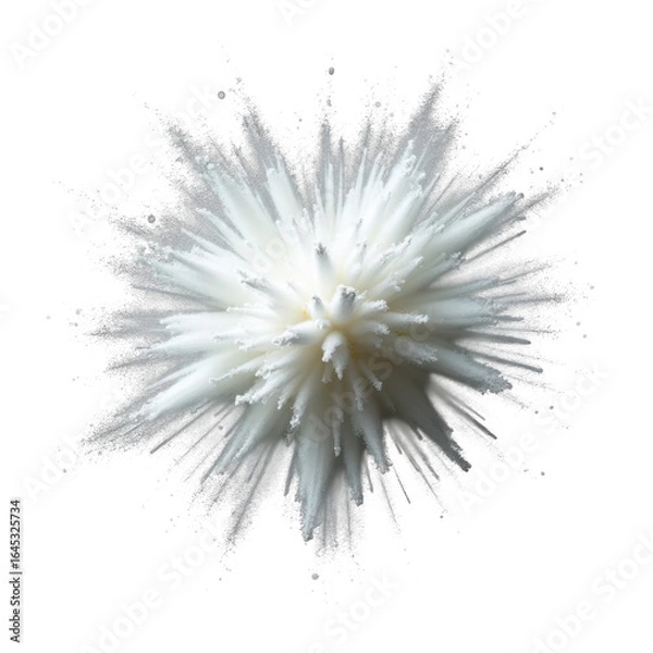 Fototapeta Dramatic white powder explosion isolated against transparent background dynamic abstract concept