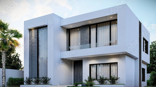 Obraz 3D illustration of a refined two-story house 2