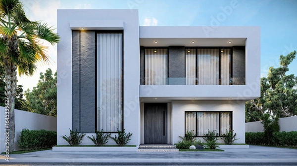 Obraz 3D illustration of a refined two-story house 1