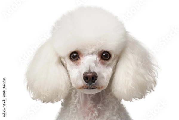 Obraz A Poodles Close-Up on a White Canvas. White or PNG Transparent Background.