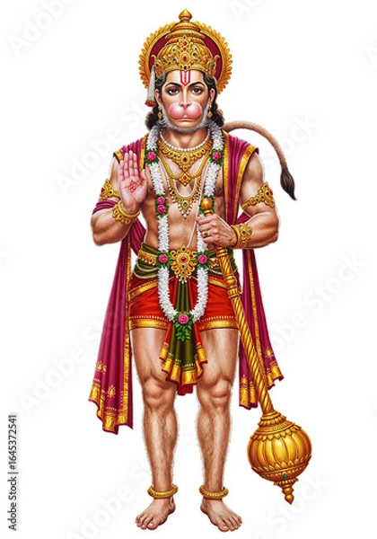 Fototapeta The divine deity Bajrangbali standing tall, offering a gesture of protection and blessing