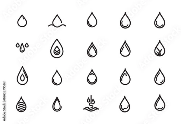 Fototapeta Water vector icons. Collection of thin line water icons.