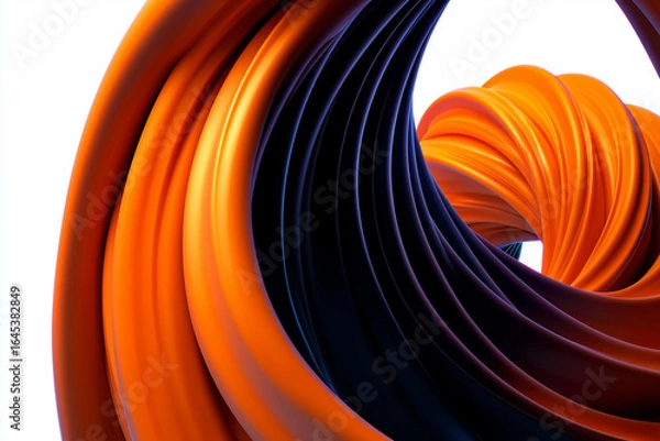 Obraz abstract black background with orange and blue wave,Abstract orange blue curved wave fluids flowing on black background,transparent gradient glass flow background