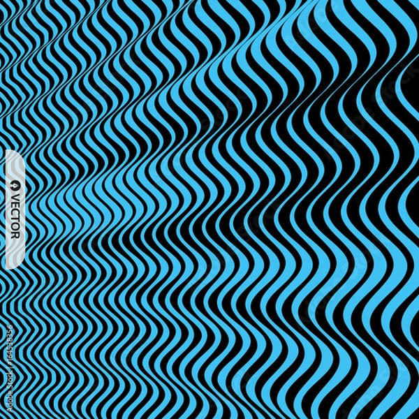 Fototapeta 3D wavy background. Dynamic effect. Pattern with optical illusion. Vector illustration.