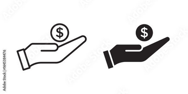 Fototapeta Payment icon Money in hand icon vector for computer, on white background
