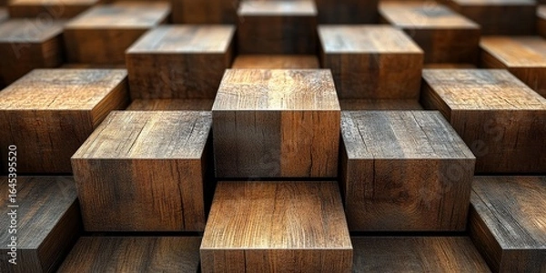 Fototapeta Wooden planks texture background. 3D render, Generative AI