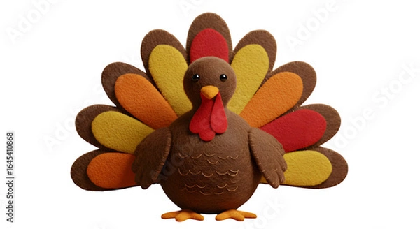 Obraz Soft, plush turkey sits on black. It is ideal for Thanksgiving posters, banners, and holiday marketing.