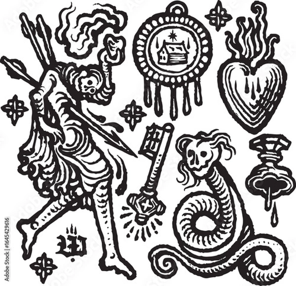 Obraz Engraving Medieval age Vector Illustration