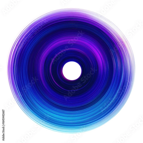Fototapeta Abstract circular artwork blue purple hues swirling design, isolated on a transparent background
