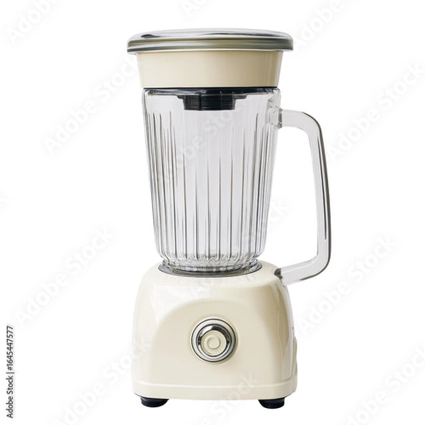 Fototapeta Retro Cream Blender Kitchen Appliance Glass Jar Smoothies, isolated on a transparent background