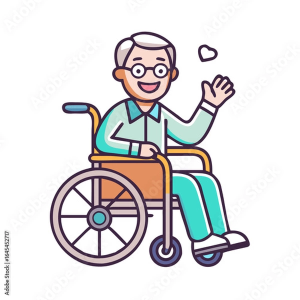 Fototapeta Senior Man In Wheelchair Displaying With A Warm Smile