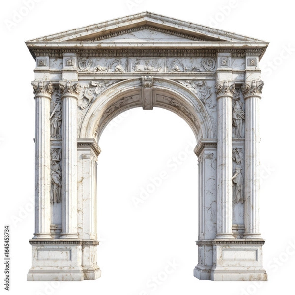 Fototapeta Ornate Marble Archway Classical Architecture GrecoRoman Design, isolated on a transparent background