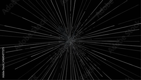 Obraz Abstract light rays radiating from the center on black background  