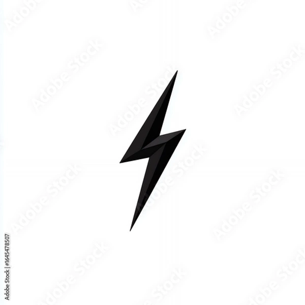 Obraz Striking Silhouette of a Single Lightning Bolt With Sharp Angles