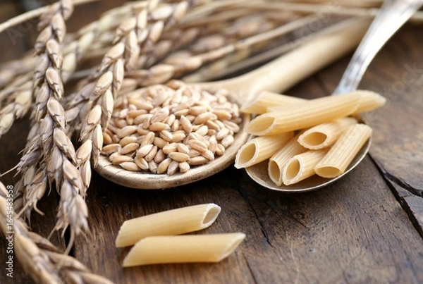 Obraz Dinkelgetreide und Dinkelnudeln