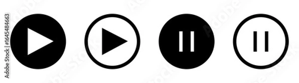 Obraz Play and pause buttons icon set