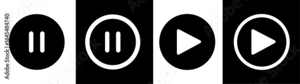 Obraz Play button icon vector set. music video start sign.