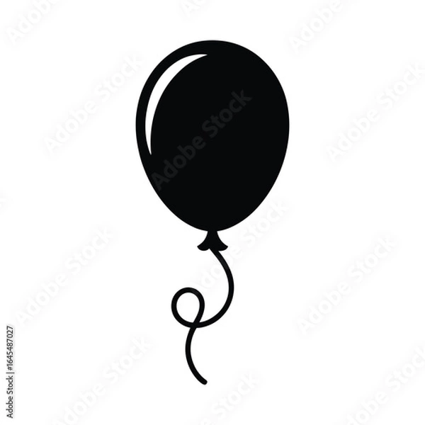 Obraz Simple Black Balloon Icon Celebration, Party, Festive, Vector Graphic