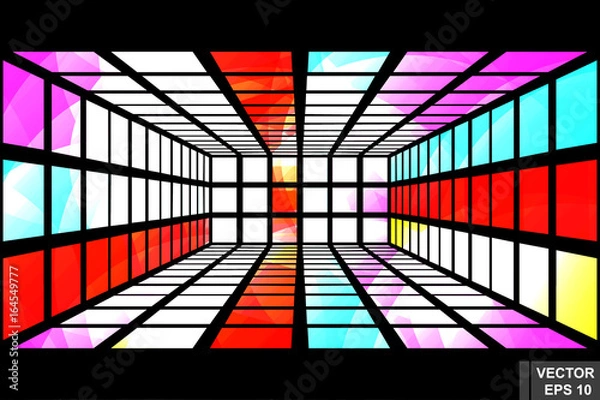 Fototapeta Perspective. Square. Three-dimensional 3D. The outline is isolated on a white background.