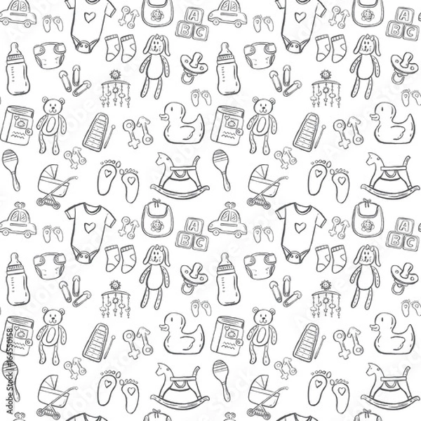 Fototapeta baby seamless pattern background set