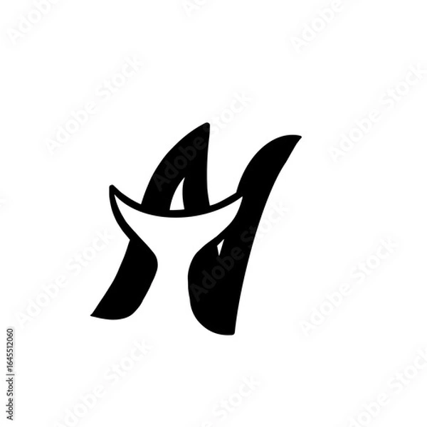 Fototapeta initial letter n with fish tail monogram logo
