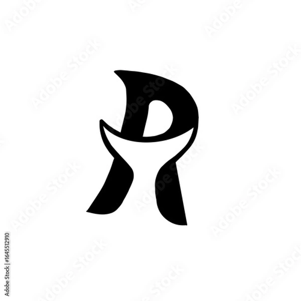 Fototapeta initial letter r with fish tail monogram logo