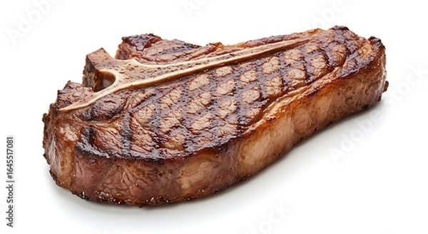 Obraz Grilled T-Bone Steak Isolated on White