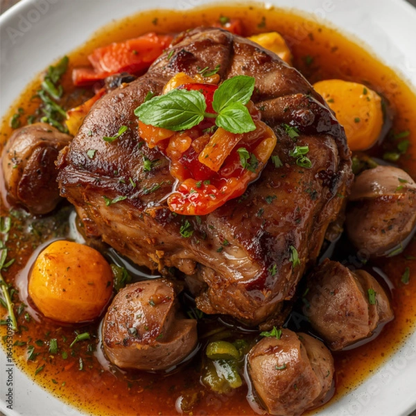 Obraz Roasted lamb chops with vegetables