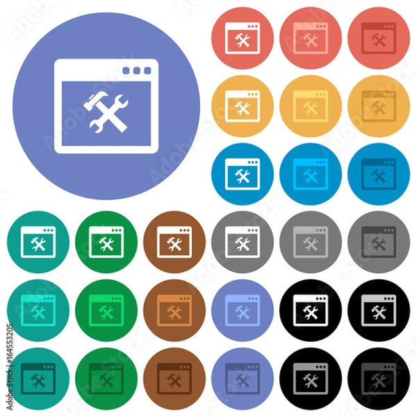 Fototapeta Application tools round flat multi colored icons