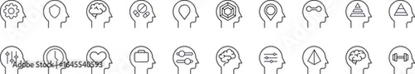 Fototapeta Brain, Thought, Mental Health Picture Collection. Editable Stroke. Perfect for Graphics, Designs, Books, Adverts, Apps