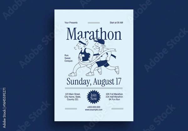 Obraz Retro Cartoon Marathon Event Flyer