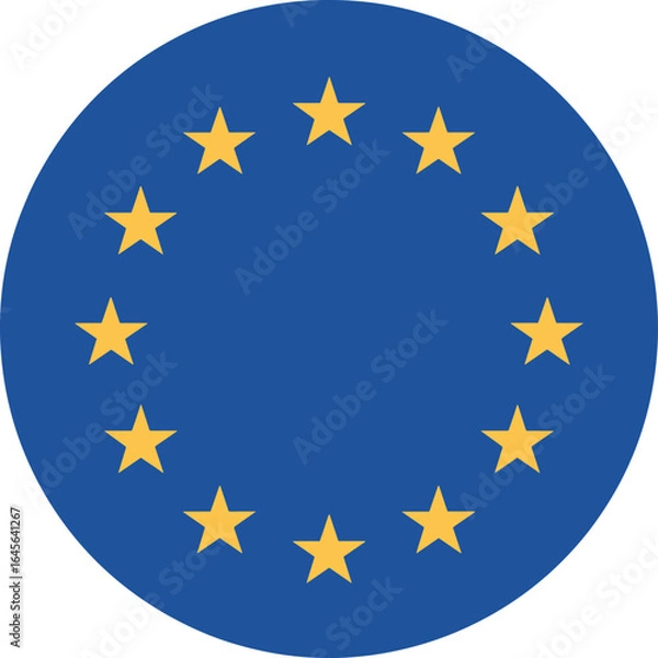 Fototapeta European Union flag circle with yellow stars on blue background EU flag