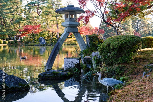 Obraz 紅葉真っ盛りの金沢　日本三名園のひとつ兼六園