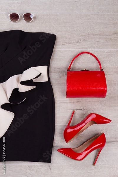 Obraz Classic evening dress with a white insert.